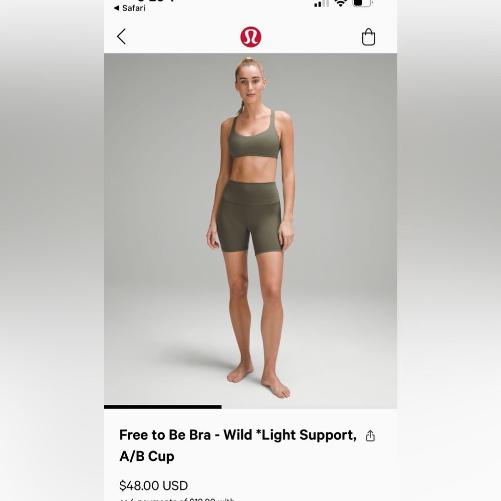 Free to be wild lululemon bra
